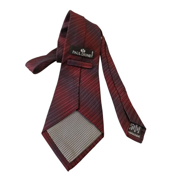 Paul Dione Y2K Bold Burgundy Angled Stripe Tie 4x61 Formal Suit Tie - Picture 5 of 7